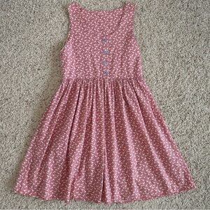 Vintage girls handmade pink floral goose jumper with blue buttons